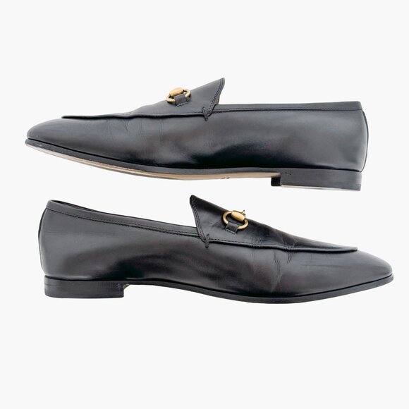 Gucci Jordaan Horsebit Loafer EU 40 US 10 Black Leather Buckle Flat Dress Shoe - Picture 9 of 16